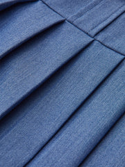 Metal Button Halter Neck Pleated Dress