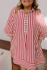 Charleston Charm Stripe Mini Dress in Rose Curves