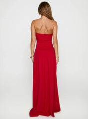 Move Me Strapless Maxi Dress Red