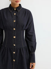 Denim Metal Button Shirt Dress