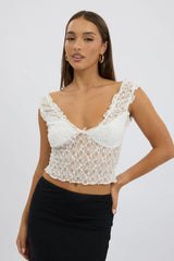 White Lace Top Sleeveless