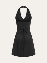 Metal Button Halter Dress