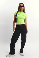 Black Cargo Pants Mid Rise