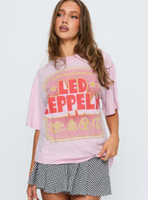 Led Zeppelin Oversized Vintage Graphic Top Pink