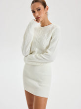 Cable Knit Crewneck Sweater Dress