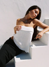 Ethel Strapless Linen Top White