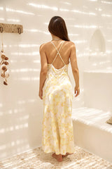 Main Attraction Satin Maxi Dress Yellow