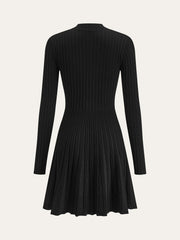 Mock Neck Flared Sweater Dress
