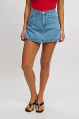Denim Denim Skort High Rise