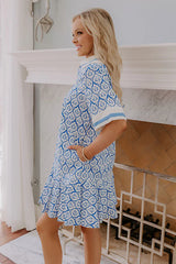 French Market Promenade Mini Dress in Blue