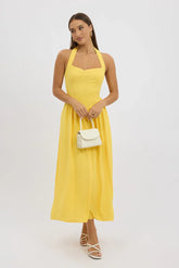 Yellow Maxi Dress Halter Neck