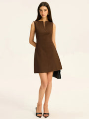 Zip-Front Neckline Mini Dress