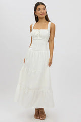 White Maxi Dress Drop Waist