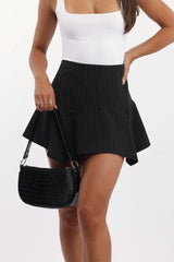 Black Stripe Scarf Hem Mini Skirt High Rise