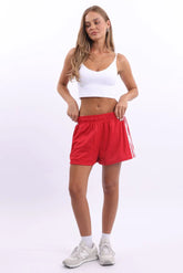 Red Track Shorts Side Stripe