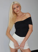 The Real Thing One Shoulder Bodysuit Black