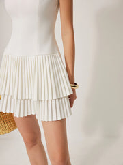 Square Neck Pleated Dress