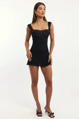 Black Flare Skort Mid Rise Lace