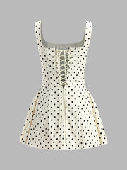 Polka Dot Lace-Up Back Dress