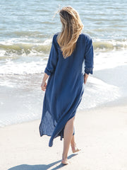 Drew Gauze Shirt Dress - Blue