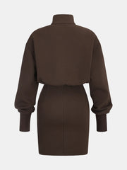 Half Zip Sweatshirt Mini Dress