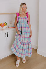 Block Party Chic Plaid Midi Dress