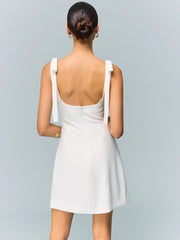 Bow-Strap Backless Mini Dress