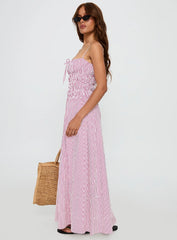 Loralei Shirred Maxi Dress Red Stripe