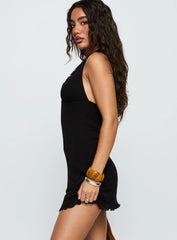 Khali Eyelet Halter Mini Dress Black
