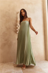 Gentle Journey Strapless Maxi Dress Sagegreen