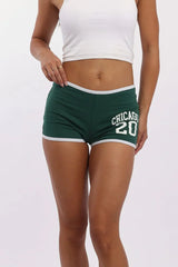 Green Shorts Contrast Binding