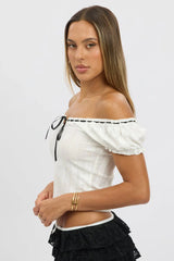 White Puff Sleeve Top Short Sleeve