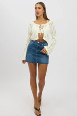 White Crochet Tie Up Cardigan