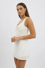 White Mini Dress Eyelet Fabric