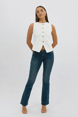 White High Neck Vest