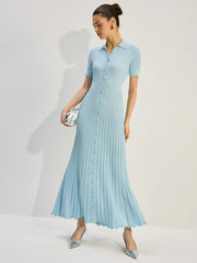 Knit Button-Front Maxi Dress