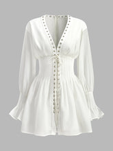 Lace-Up Front Semi-Sheer Dress