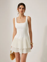 Square Neck Pleated Dress