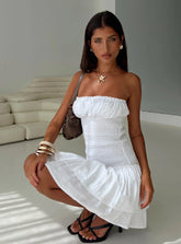 Delfie Strapless Mini Dress White