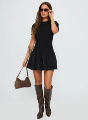 Laurita Shirred Mini Dress Black