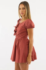 Red Mini Dress Ribbon Detail