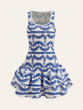 Embroidered Ruffled Sleeveless Dress