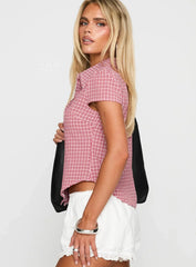 Float Away Button Up Top Red Check