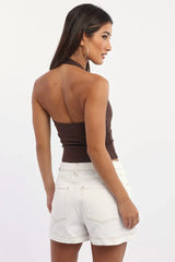 Brown Supersoft Halter Neck Top