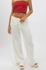 White Wide Leg Pants Low Rise