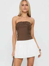 Sicialia Strapless Mini Dress Brown / White