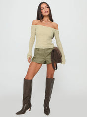 Kenickie Stud Micro Shorts Khaki