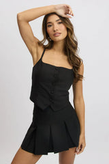 Black Cami Vest Sleeveless Scoop Neck Tailored