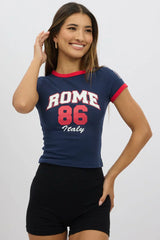 Blue Graphic Tee Short Sleeve