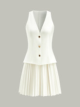 Sleeveless Buttoned Vest-Style Pleated Dress